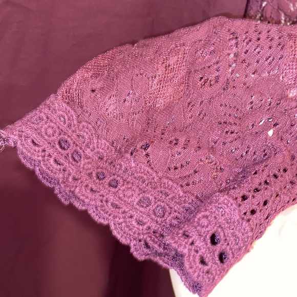 Anthropologie ENTRO Burgundy Crochet Lace Tunic DRESS SZ L HOLIDAY BOHO - Picture 12 of 15